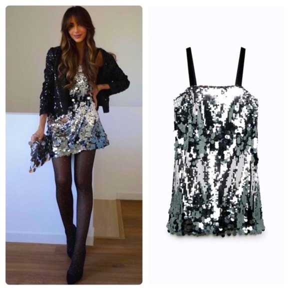 ZARA SEQUIN STRAP MINI DRESS - Picture 1 of 16